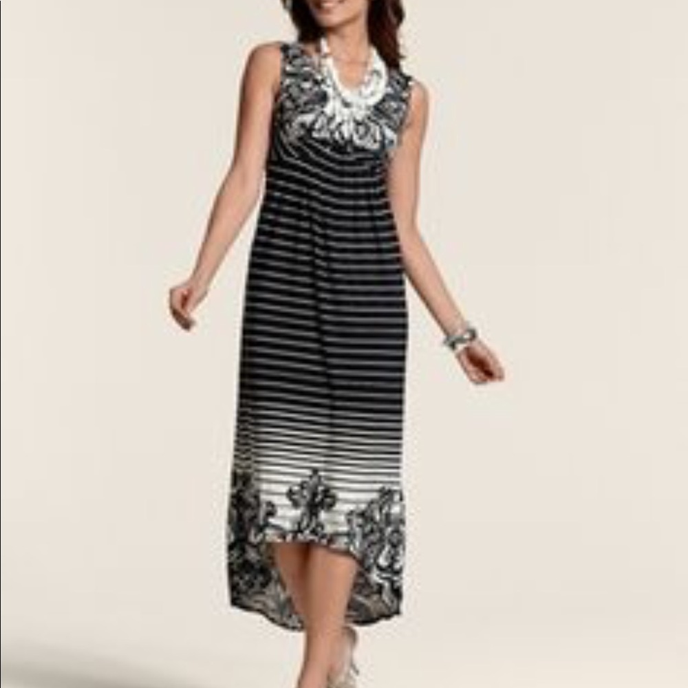 Chico’s stripe hi-low midi dress (NWT) Size 0 = S/4